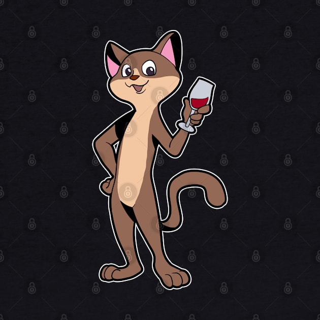 Comic cat enjoying a glass of wine - Wine Drinker by Modern Medieval Design